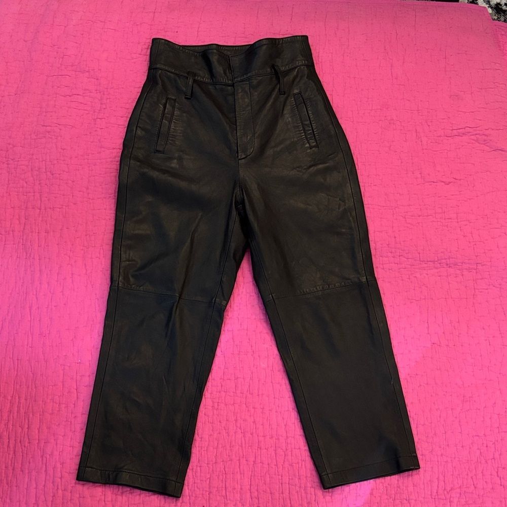 Marissa Webb Black Lamb Leather Pants, Us4